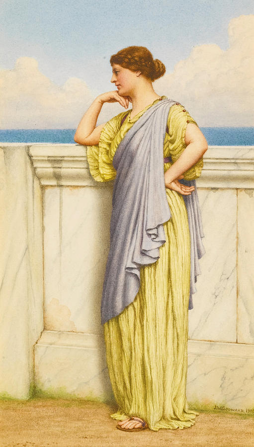 Looking Out to Sea #1 Drawing by John William Godward
