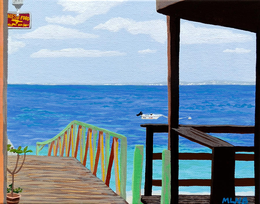 Lookout along Grand Case Beach Painting by Margaret Brooks
