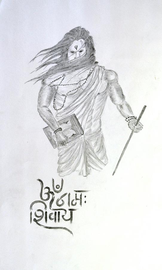 Charcoal Sketch Of Shiv Ji  DesiPainterscom