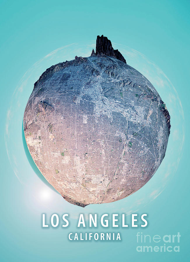 Los Angeles Digital Art - Los Angeles 3D Little Planet 360-Degree Sphere Panorama #1 by Frank Ramspott