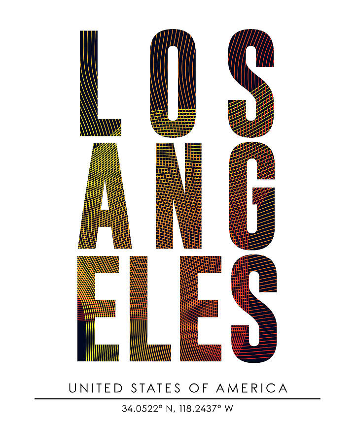 Los Angeles, United States Of America - City Name Typography - Minimalist City Posters Mixed Media