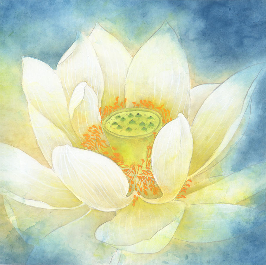 Flowers Still Life Painting - lotus set NO.3 #1 by Tina Zhou
