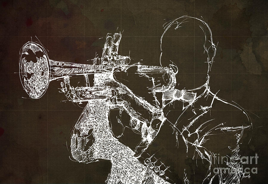 Louis Drawing - Louis Armstrong On Stage 1 by Drawspots Illustrations Louis Drawing - Louis Armstrong On Stage 1 by Drawspots Illustrations
