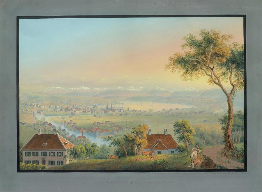 Louis Bleuler au Chateau de Laufen en Suisse #1 Painting by Johann Ludwig