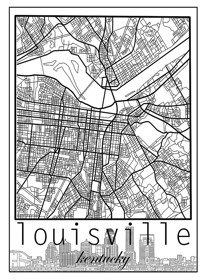 Louisville Kentucky City Map 6 Digital Art