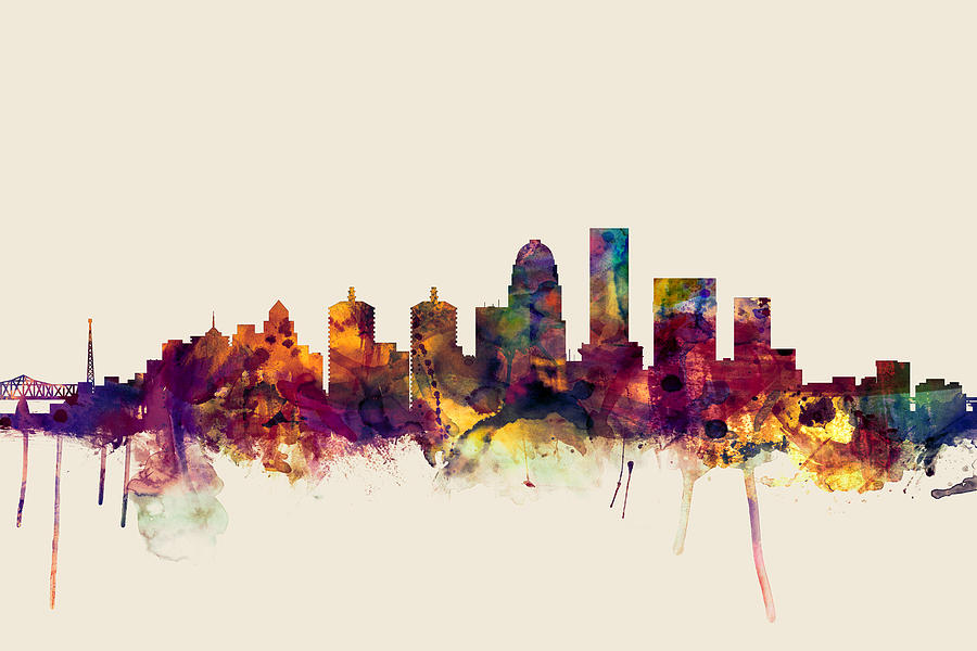 Louisville Digital Art - Louisville Kentucky City Skyline #1 by Michael Tompsett