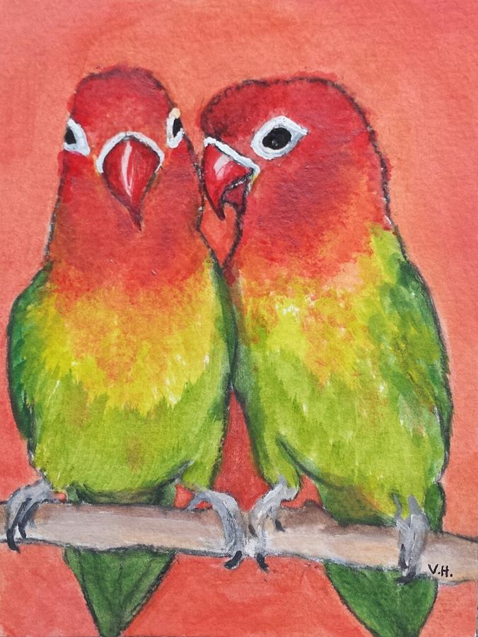 Bird Painting - Love Birds #1 by Vivian Casey Fine Art