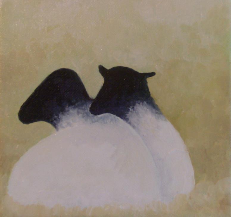 Sheep Painting - Love #1 by Elaine Cummins