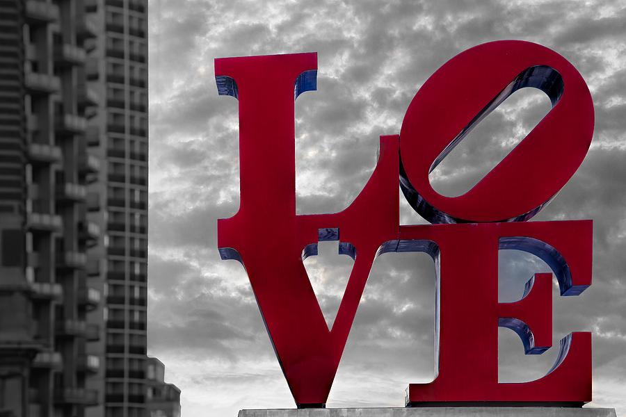 Sign Photograph - Love Park BW #2 by Susan Candelario