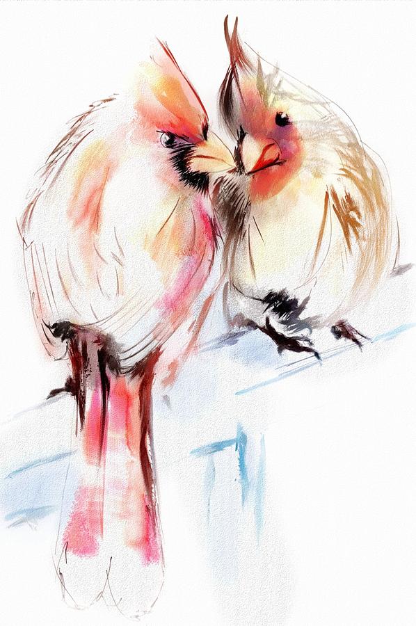 Cardinal Digital Art - Love by Richard Okun