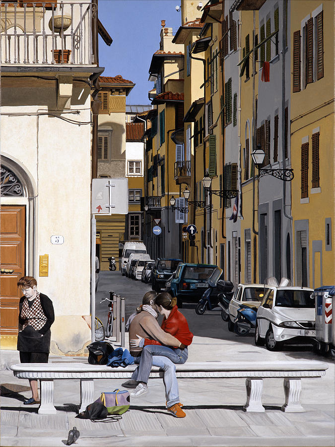 Car Painting - Lovers in Santa Croce #1 by Matthew Bates