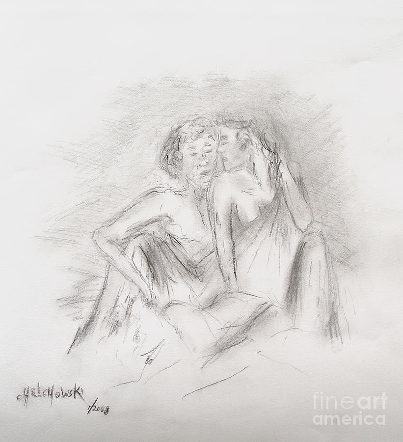 Lovers #2 Drawing by Miroslaw  Chelchowski