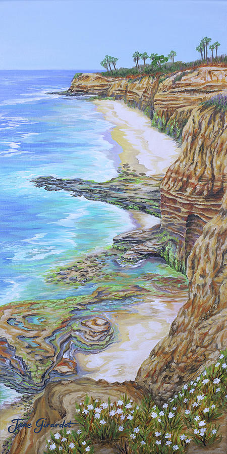 Low Tide Sunset Cliffs #1 Painting by Jane Girardot