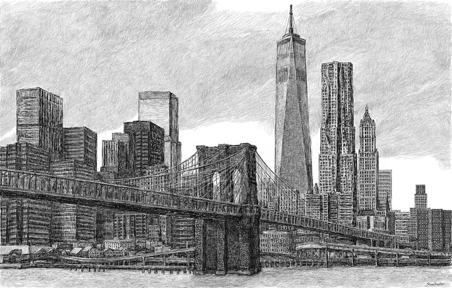 Lower Manhattan Skyline #1 Digital Art by Steve Breslow