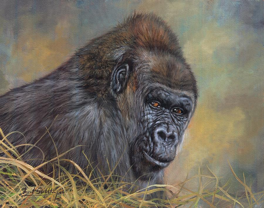 Ape Painting - Lowland Gorilla #1 by David Stribbling