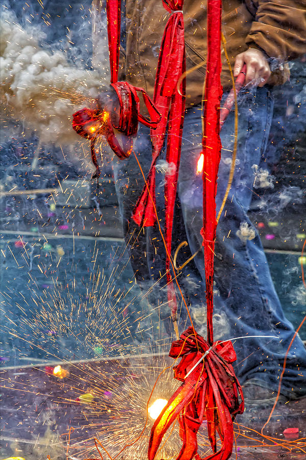 Lunar New Year 2_8_16 NYC Fireworks #1 Photograph by Robert Ullmann