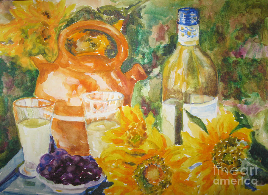 Lunch in Provence #1 Painting by Lisa Boyd