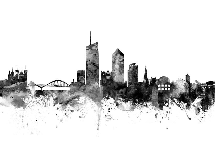 Lyon Digital Art - Lyon France Skyline #1 by Michael Tompsett