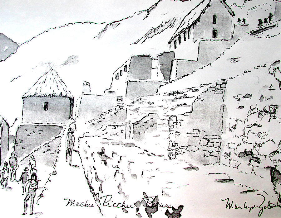 Machu Picchu Drawing by Marilyn Zalatan | Fine Art America