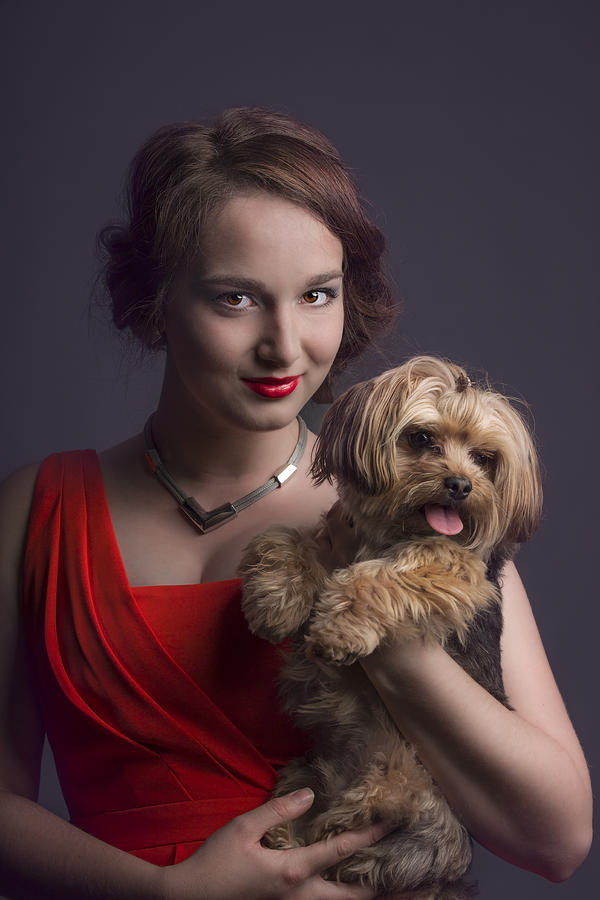 Madame with Yorky  #1 Photograph by Peter Lakomy