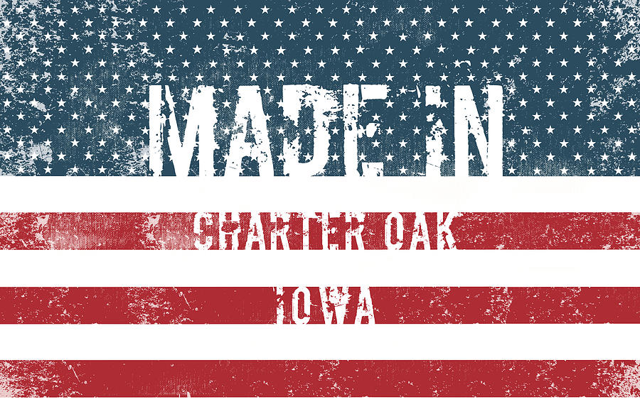 Flag Digital Art - Made in Charter Oak, Iowa #1 by Tinto Designs