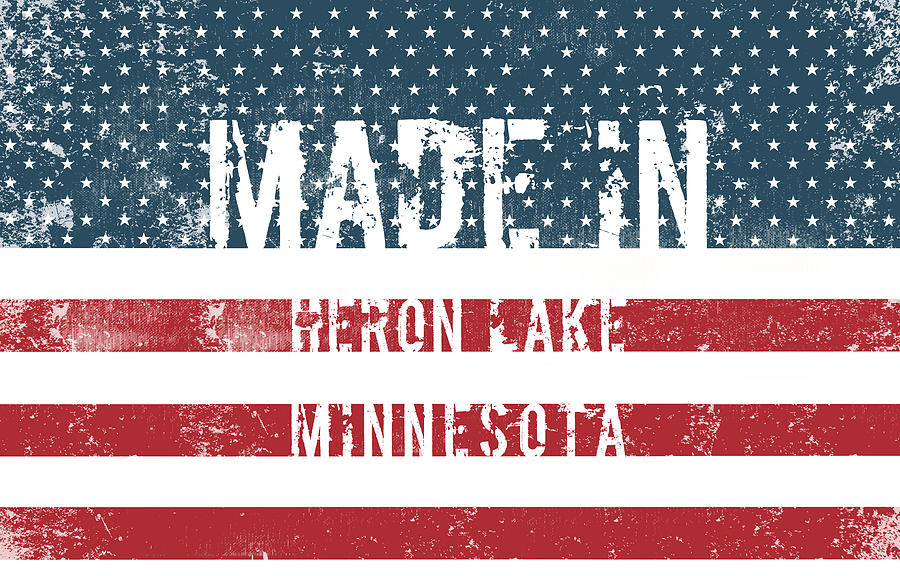 Flag Digital Art - Made in Heron Lake, Minnesota #1 by Tinto Designs
