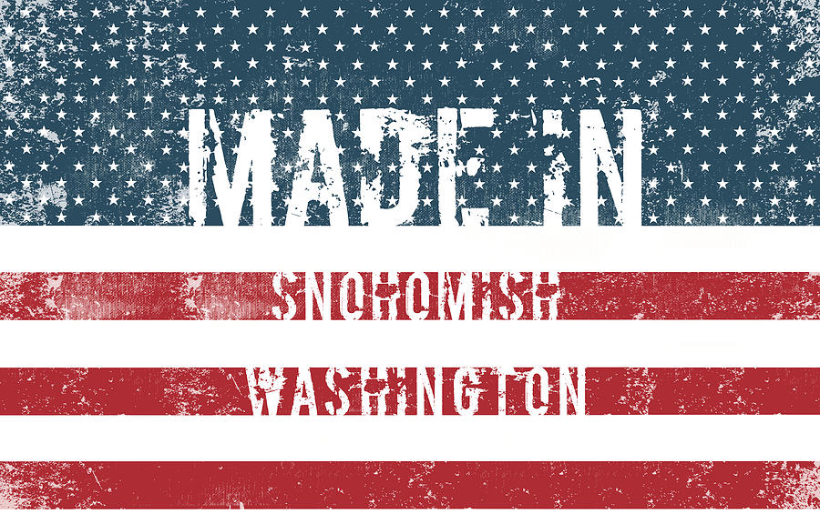 Flag Digital Art - Made in Snohomish, Washington #1 by Tinto Designs