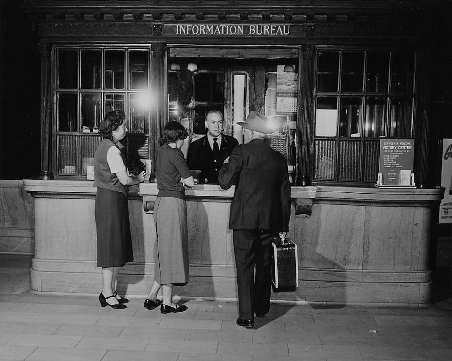 Madison Street Station Information Bureau - 1940 Photograph by Chicago and North Western Historical Society