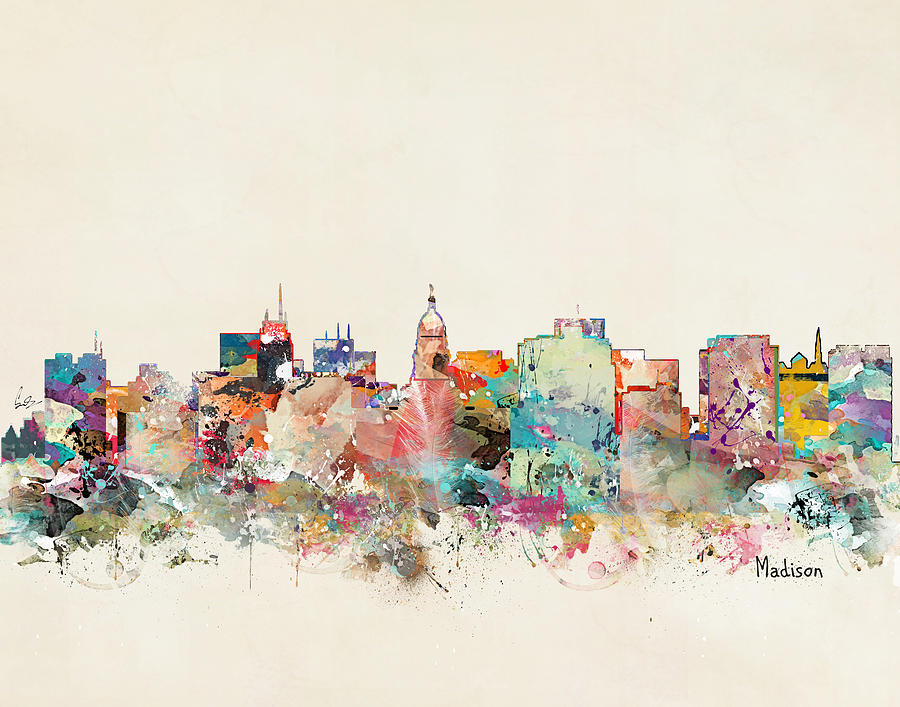 Madison Painting - Madison Wisconsin Skyline #1 by Bri Buckley