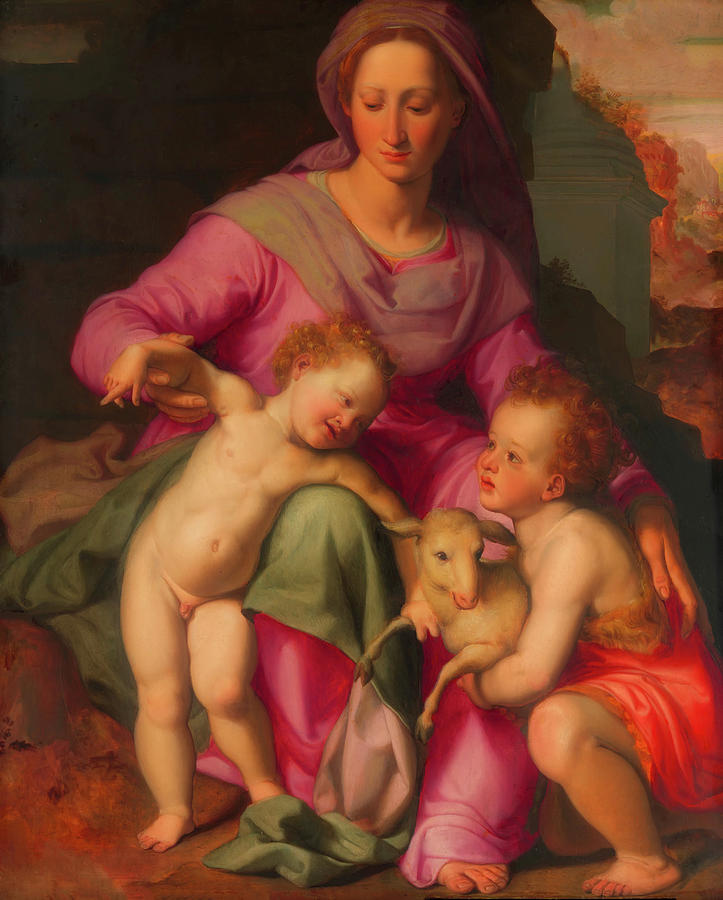Madonna And Child With The Infant Saint John The Baptist #1 Painting by Mountain Dreams