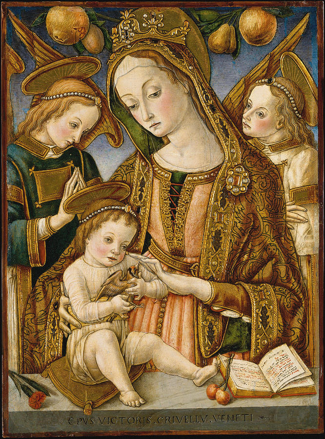 Madonna Painting - Madonna And Child With Two Angels #1 by Vittore Crivelli