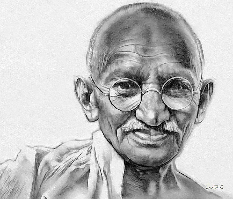 Mahatma Gandhi | Portrait drawing, Portrait art, Sketch painting