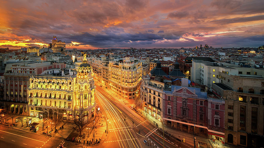 main shopping street in Madrid #1 Photograph by Anek Suwannaphoom