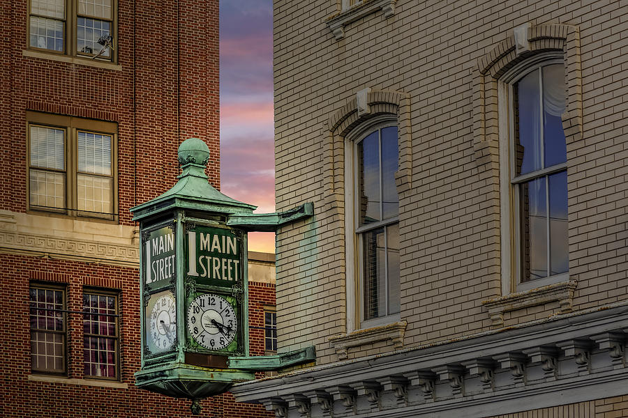 1 Main Street Clock Photograph by Susan Candelario