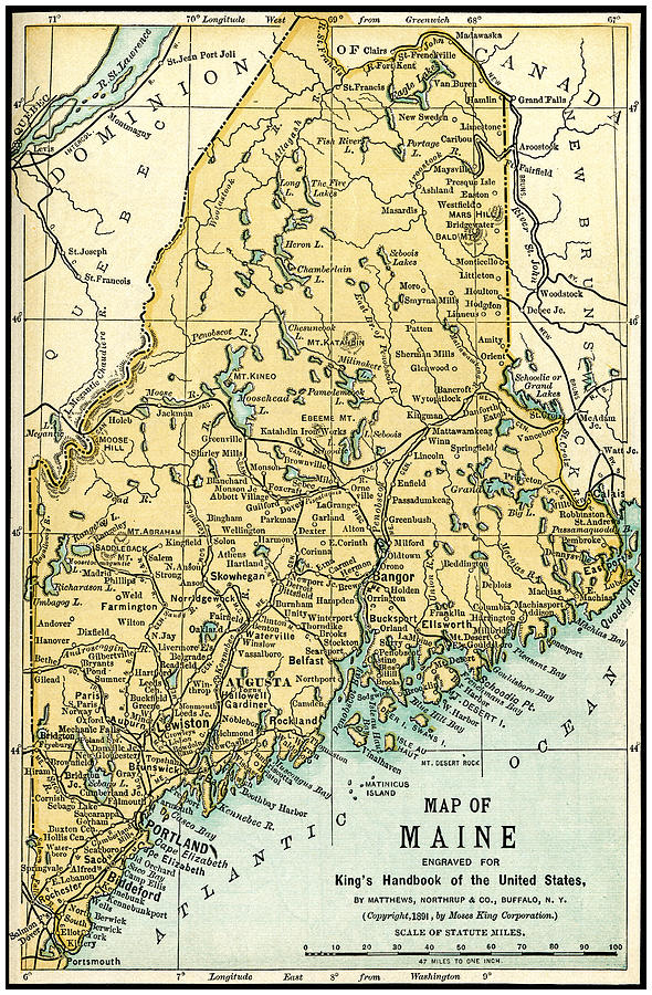 Maine Antique Map 1891 Photograph by Phil Cardamone