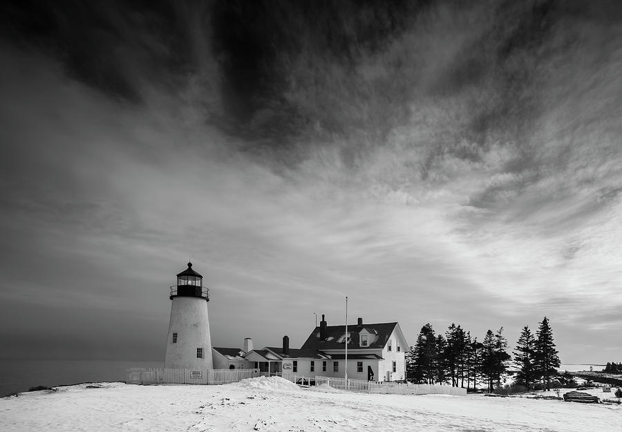 Maine Pemaquid Lighthouse in Winter Snow #1 Photograph by Ranjay Mitra