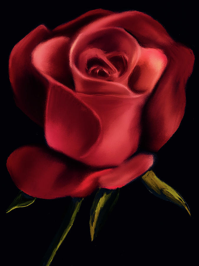 Rose Digital Art - Majestic Red Rose by Michele Koutris