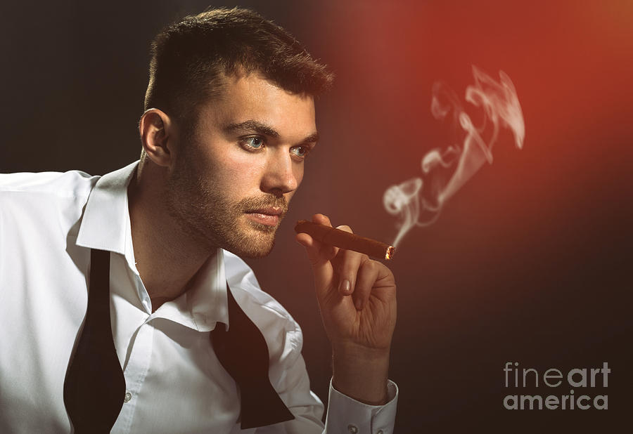 Male Model Smoking Cigar Photograph By Amanda Elwell