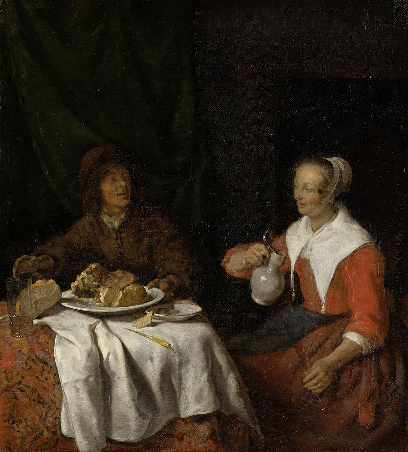 Man and Woman at a Meal Painting by Gabriel Metsu - Fine Art America