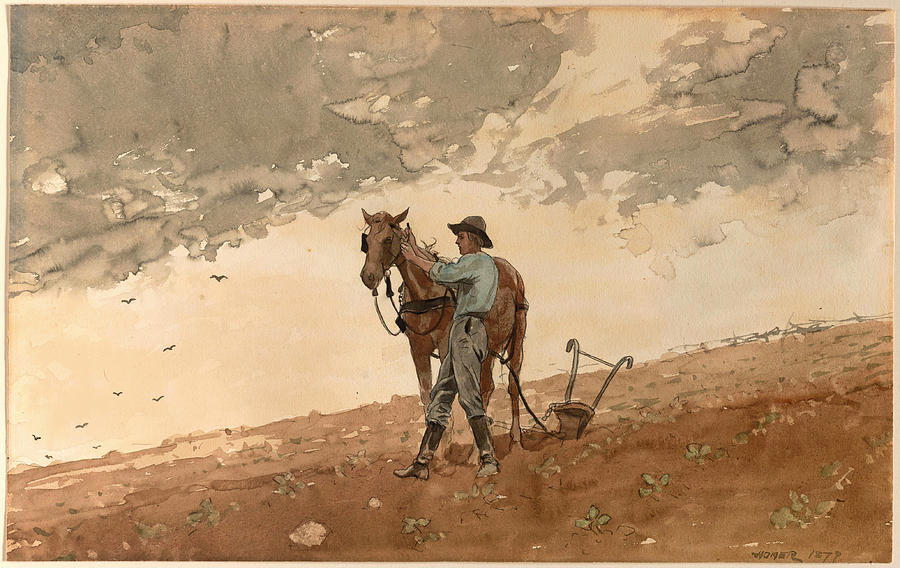 Man with Plow Horse Drawing by Winslow Homer