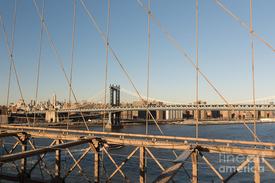Manhattan Bridge from the Brooklyn Bridge  Photograph by Alissa Beth Photography