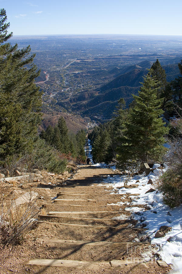 Manitou Springs Incline Trail in Wintertime #1 Photograph by Steven Krull