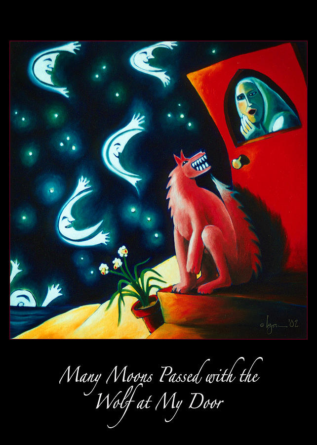 Many Moons Passed with the Wolf at My Door #1 Painting by Angela Treat Lyon