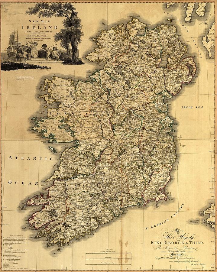 Map Photograph - Map Of Ireland From 18th Century #1 by Everett