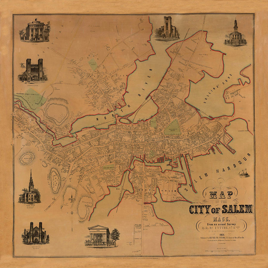 Map Of Salem 1851 #1 Photograph by Andrew Fare