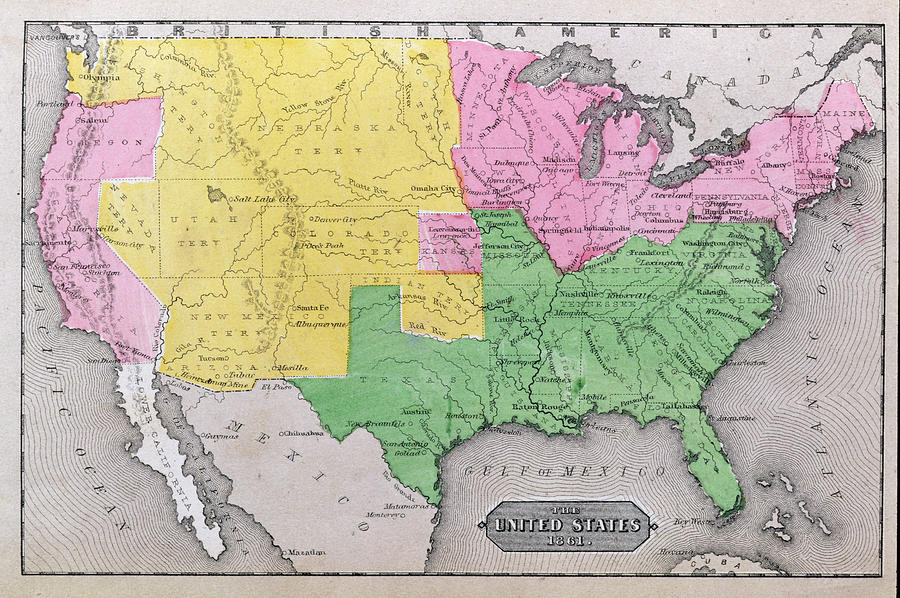 Map Painting - Map of the United States by John Warner Barber and Henry Hare
