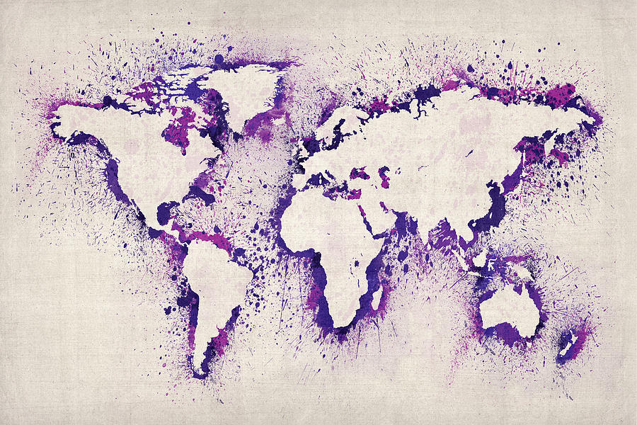 Map of the World Paint Splashes #1 Digital Art by Michael Tompsett