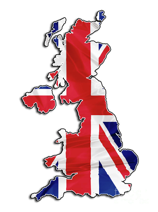 Map of United Kingdom Flag #1 Digital Art by Benny Marty