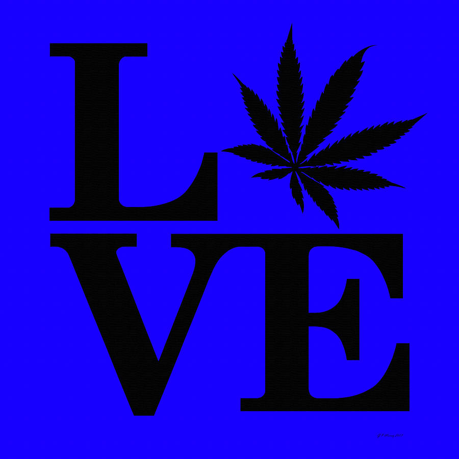 Marijuana Leaf Love Sign #1 Digital Art by Gregory Murray