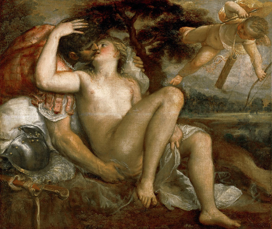 Mars Venus and Amor #3 Painting by Titian